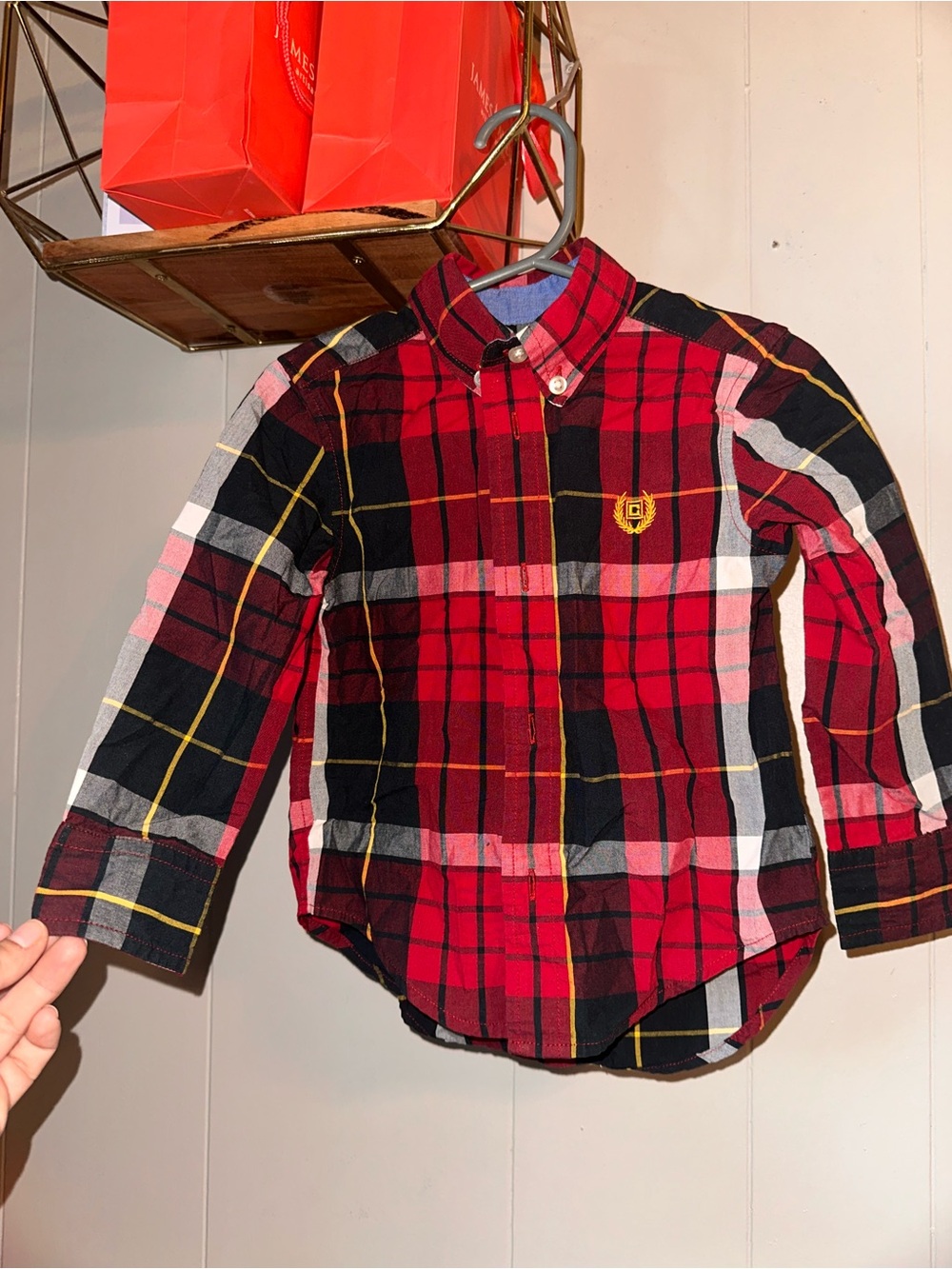Chaps Red Black Plaid Button-Down Shirt